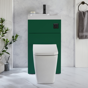Milano Lurus - Dark Green Modern Elswick Toilet and Basin and Combination Unit - 500mm x 890mm - Black Flush