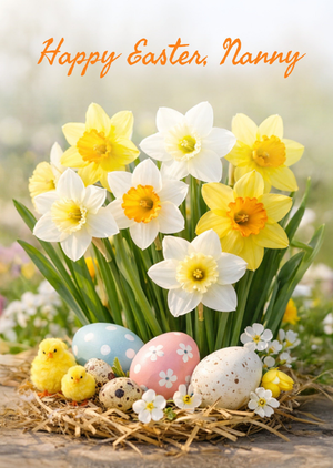 Spring Daffodils And Easter Eggs Easter Card