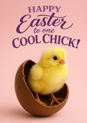 Cute Cool Chick In Chocolate Egg Easter Card