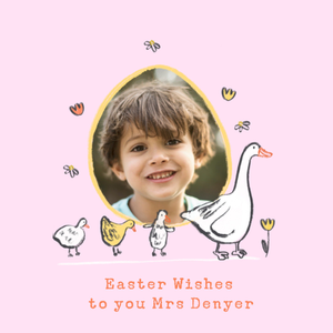Easter Wishes To You Illustrated Ducks Photo Upload Card