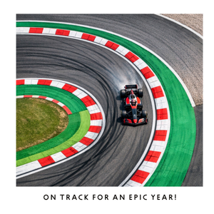Moonpig Racing Car On Track For An Epic Year Birthday Card
