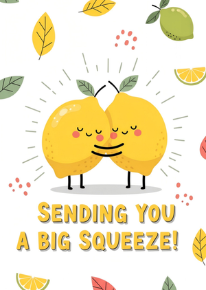 Sending You A Big Squeeze Illustrated Lemons Thinking Of You Card