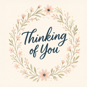 Moonpig Thinking Of You Typography Illustrated Floral Wreath Card