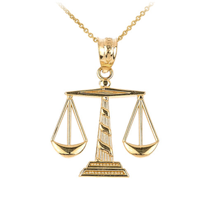 Gold Scales of Justice Pendant Necklace (Available in Yellow/Rose/White Gold)