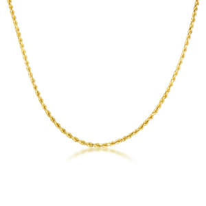 Gold 1.5mm Diamond Cut Rope Twisted Solid Chain Link Necklace