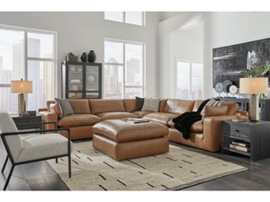 Oversized Accent Ottoman Emilia Caramel Leather Modular Sectional Units (Online Special Price)