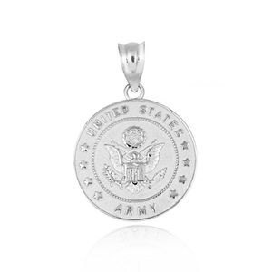 .925 Sterling Silver United States Army Officially Licensed Eagle Emblem Medallion Pendant Necklace