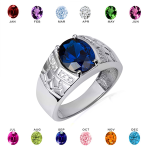 .925 Sterling Silver Oval Gemstone Nugget Statement Band Ring