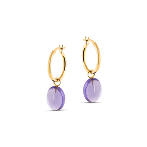 Eden Gold Hoop Earrings With Amethyst Gemstone (S)