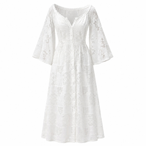 Ivory Lace Elegance Midi Dress (XXL)