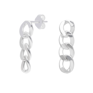 New Sterling Silver Curb Link Chain Drop Earrings