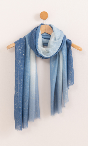 Lightweight Ombre Speckled Shimmer Scarf - Blue
