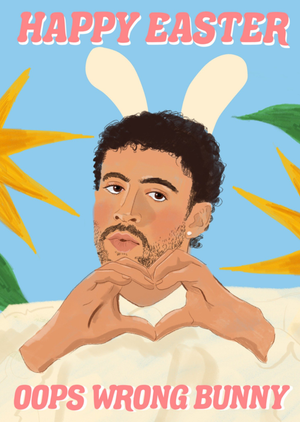 Oops Wrong Bunny Illustrated Happy Easter Card