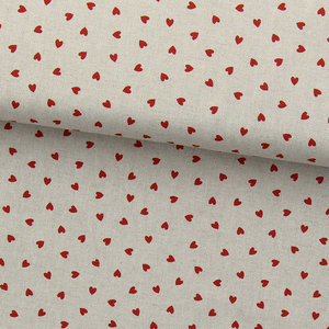 Toile de coton canvas - Petits coeurs rouge