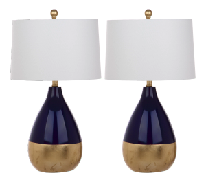 24 Inch H Table Lamp in Navy & Gold - a Pair