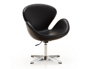 Raspberry Faux Leather Adjustable Swivel Chair in Black and Polished Chrome