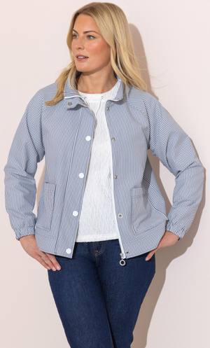 Anna Rose Lightweight Striped Jacket - Blue/White