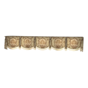 Braemore Pale Blue and Light Brown Toile Lined Window Treatments