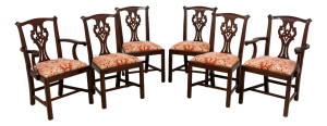 Set of 6 Henkel Harris Mahogany Chippendale Style Dining Chairs