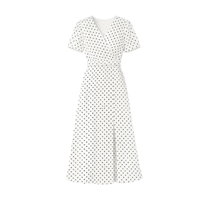 Yumi White Spot Print Wrap Tea Dress (M)