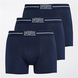 Original Penguin Mens Three Pack Penguin Trunks Navy/White