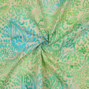 Tissu viscose batik Kaona - Vert et bleu