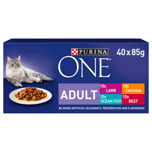 Purina ONE Adult Cat Wet Food Pouches (Mini Fillets in Gravy) - Pack Size : 40 x 85g Pouches