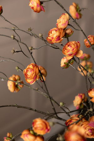 Pretty Faux Ranunculous Stem in Blood Orange