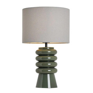 BHS Rahya Ribbed Glass Green Table Lamp