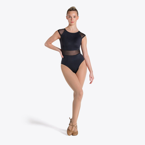 1st Position Raglan Sleeve Open Back Mesh Panel Leotard