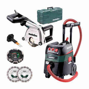 Metabo MFE40 Wall Chaser and ASR35 Vacuum Cleaner 240V Tripleblade Kit