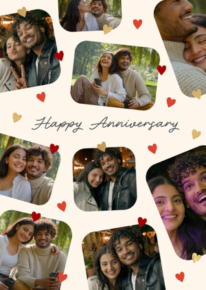 Happy Anniversary Collage Photo Upload Card