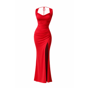 Amari - Backless & Bra Friendly Maxi Dress - Red (L)