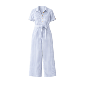 Yumi Blue Pinstripe Cotton Jumpsuit (S)