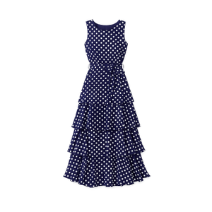 Yumi Navy Spot Tiered Midi Dress (XL)