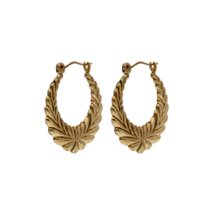 Pre-Owned 9ct Yellow Gold Wreath Patterned Creole Earrings