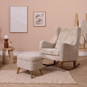 Tutti Bambini Harper Wingback Rocking Chair & Footstool - Teddy Mushroom