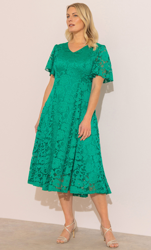 Anna Rose Floral Lace Dress - Jade