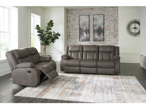 First Base Gunmetal Reclining Sofa and Loveseat (Online Special Price)