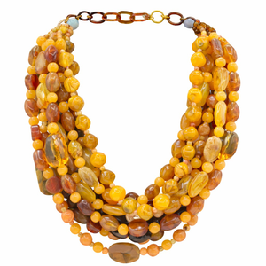 Otilia Multi Strand Shades Of Amber And Tortoise Resin Beads (one size)