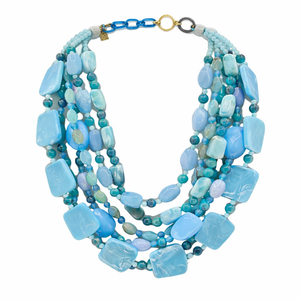 Otilia Multi Strand Shades Of Blue Resin Beads (one size)