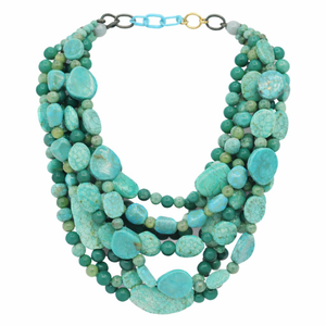 Otilia Multi Strand Shades Of Turquoise Resin Beads (one size)