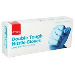 Eagle Double Tough Long Cuff Nitrile Disposable Gloves Powder Free Blue 3XL - Box of 50