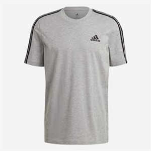 adidas Mens Essentials 3-Stripes T-Shirt Medium Grey Heather