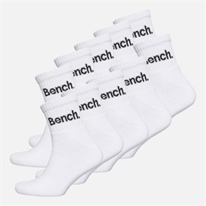 Bench Mens Gregson Ten Pack Cushioned Quarter Crew Socks White