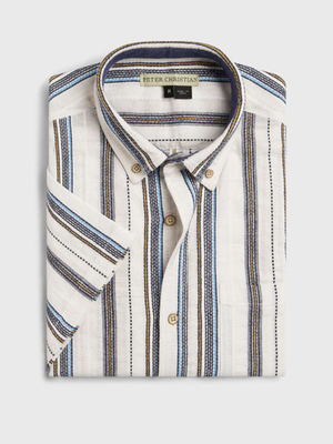 Striped Textured Button Down Shirt