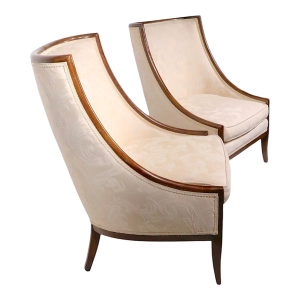 Mid 20th Century Pr. High Style High Back Gondola Scoop Chairs