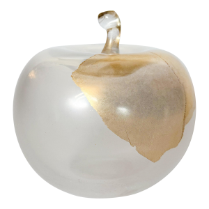 1960s Enormous Livio Seguso Murano Gold-Accented Large Apple Blown Glass Sculpture, Signed
