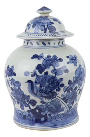1990s Pair of Blue/White Porcelain Ginger Jars