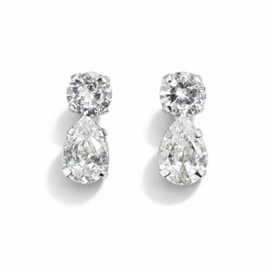 Silver Crystal Drop Earrings (one size)